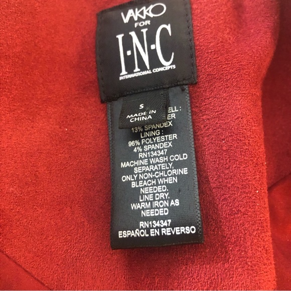 NWT INC Stunning FULL length sleeve Vegan Suede Ruby Red Fringe jacket - Picture 4 of 10